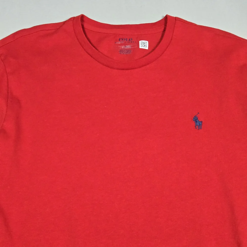 Polo Ralph Lauren Classic Fit Long Sleeve Red T-Shirt  Blue Pony Mens Large